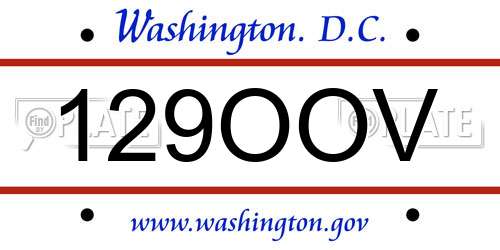 129OOV District Of Columbia License Plate
