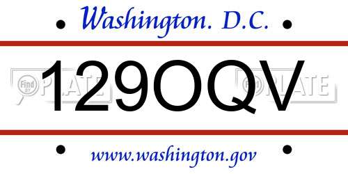 129OQV District Of Columbia License Plate