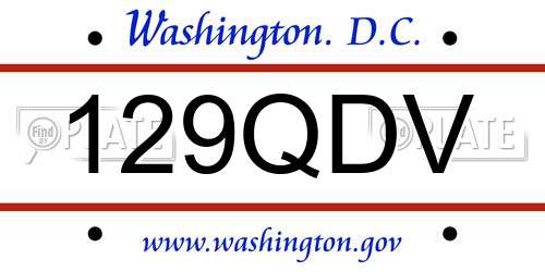 129QDV District Of Columbia License Plate