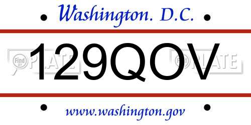 129QOV District Of Columbia License Plate