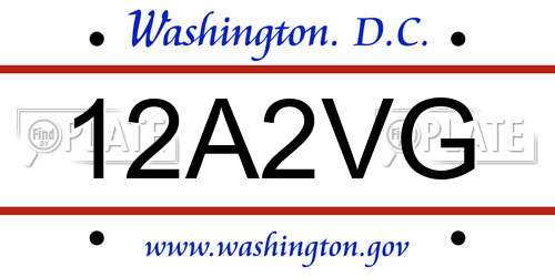 12A2VG District Of Columbia License Plate