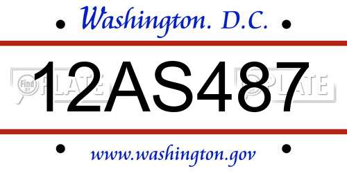 12AS487 District Of Columbia License Plate