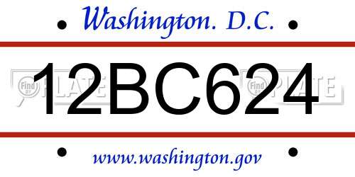 12BC624 District Of Columbia License Plate