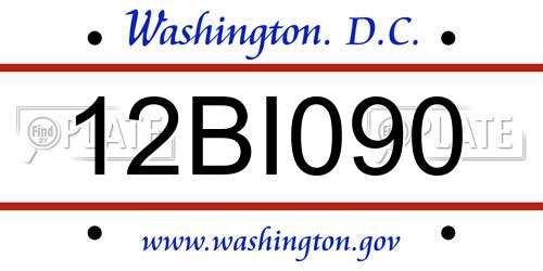 12BI090 District Of Columbia License Plate