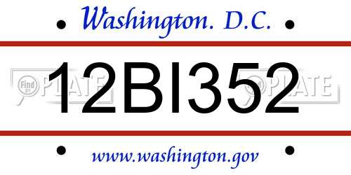 12BI352 District Of Columbia License Plate