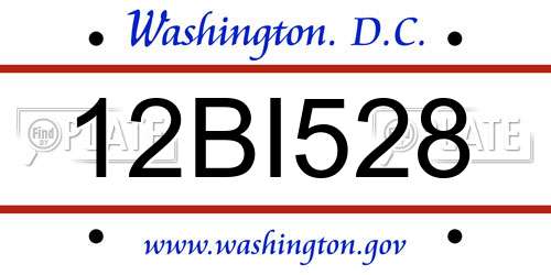 12BI528 District Of Columbia License Plate