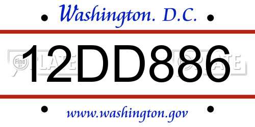 12DD886 District Of Columbia License Plate