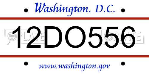 12DO556 District Of Columbia License Plate