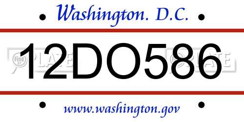 12DO586 District Of Columbia License Plate