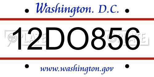 12DO856 District Of Columbia License Plate