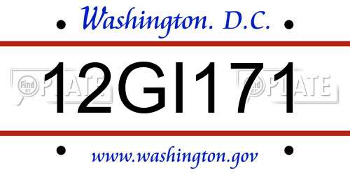 12GI171 District Of Columbia License Plate