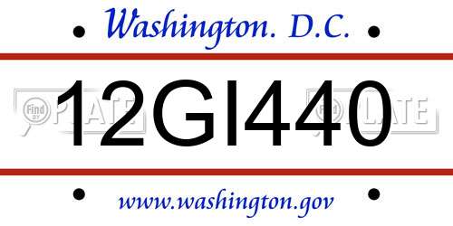 12GI440 District Of Columbia License Plate