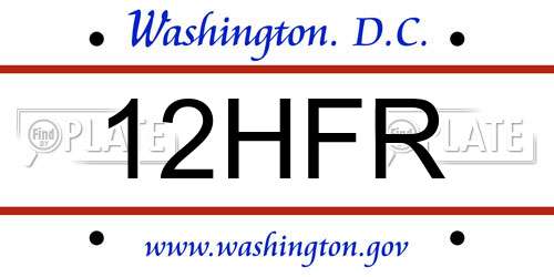 12HFR District Of Columbia License Plate