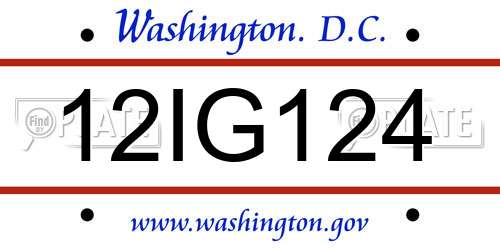 12IG124 District Of Columbia License Plate