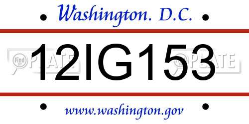 12IG153 District Of Columbia License Plate