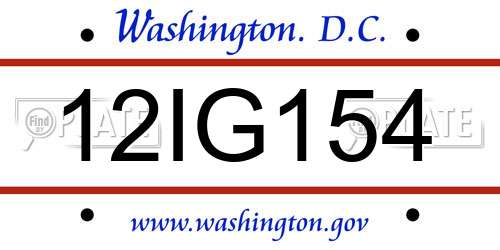 12IG154 District Of Columbia License Plate