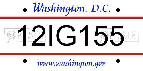 12IG155 District Of Columbia License Plate