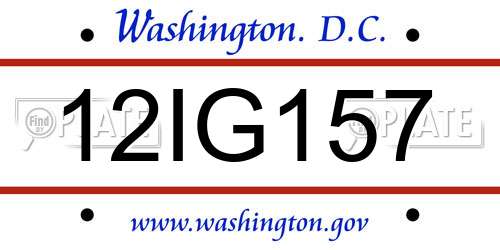 12IG157 District Of Columbia License Plate
