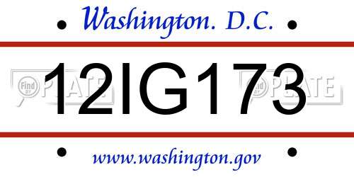 12IG173 District Of Columbia License Plate