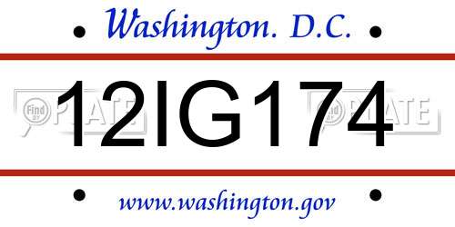 12IG174 District Of Columbia License Plate