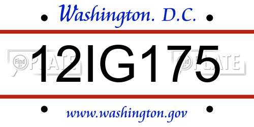 12IG175 District Of Columbia License Plate