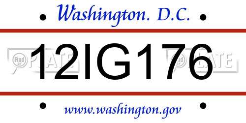 12IG176 District Of Columbia License Plate