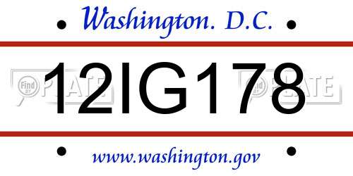 12IG178 District Of Columbia License Plate