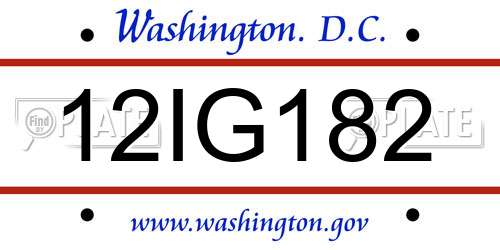 12IG182 District Of Columbia License Plate