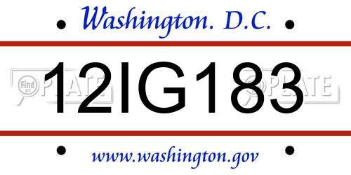 12IG183 District Of Columbia License Plate