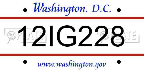 12IG228 District Of Columbia License Plate