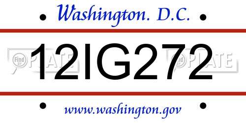 12IG272 District Of Columbia License Plate