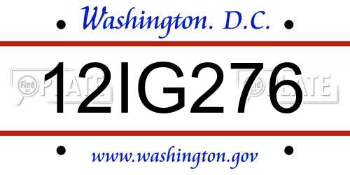 12IG276 District Of Columbia License Plate