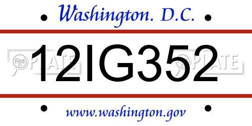 12IG352 District Of Columbia License Plate