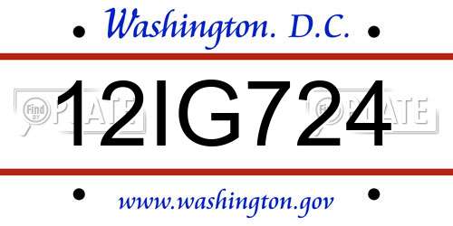 12IG724 District Of Columbia License Plate