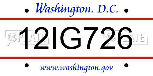 12IG726 District Of Columbia License Plate