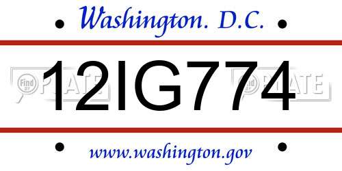 12IG774 District Of Columbia License Plate