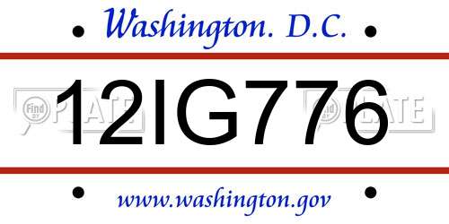 12IG776 District Of Columbia License Plate