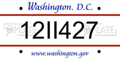 12II427 District Of Columbia License Plate