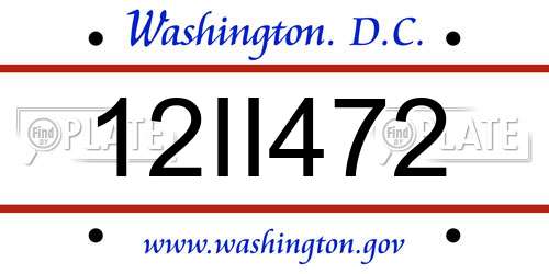 12II472 District Of Columbia License Plate