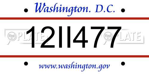 12II477 District Of Columbia License Plate