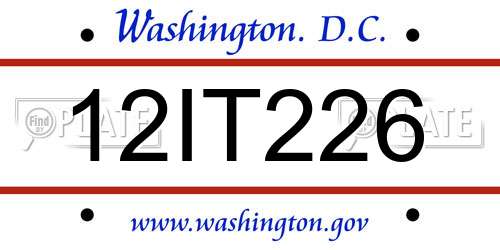 12IT226 District Of Columbia License Plate