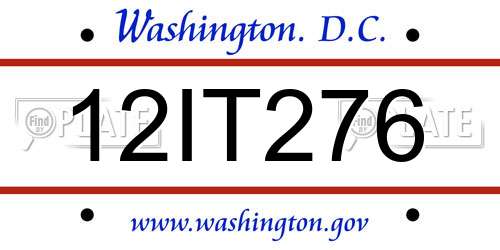 12IT276 District Of Columbia License Plate