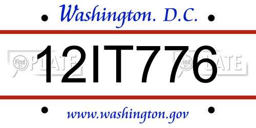 12IT776 District Of Columbia License Plate