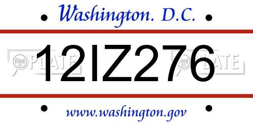12IZ276 District Of Columbia License Plate