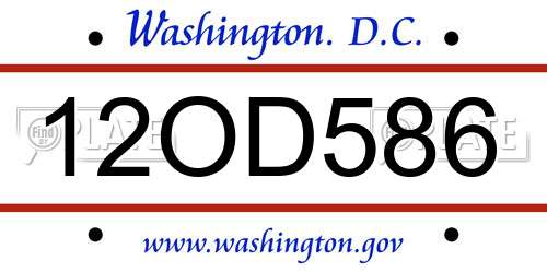 12OD586 District Of Columbia License Plate