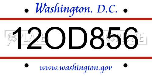 12OD856 District Of Columbia License Plate