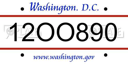 12OO890 District Of Columbia License Plate