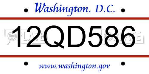 12QD586 District Of Columbia License Plate