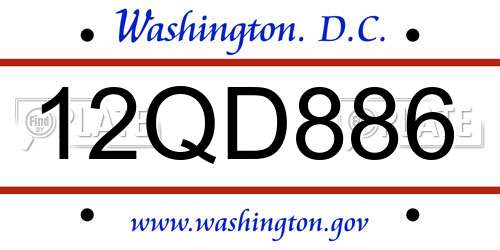 12QD886 District Of Columbia License Plate