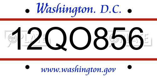12QO856 District Of Columbia License Plate